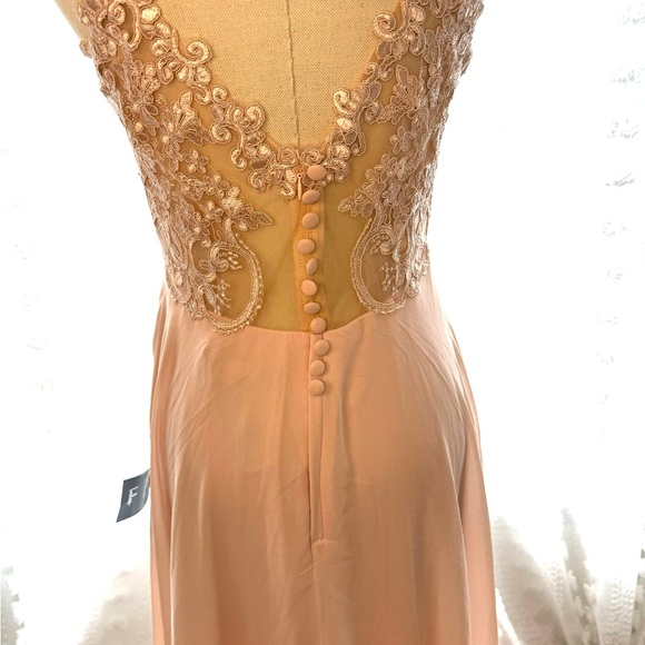 Romantic Ways Blush Pink Lace Button Back Maxi Dress - Picture 7 of 8